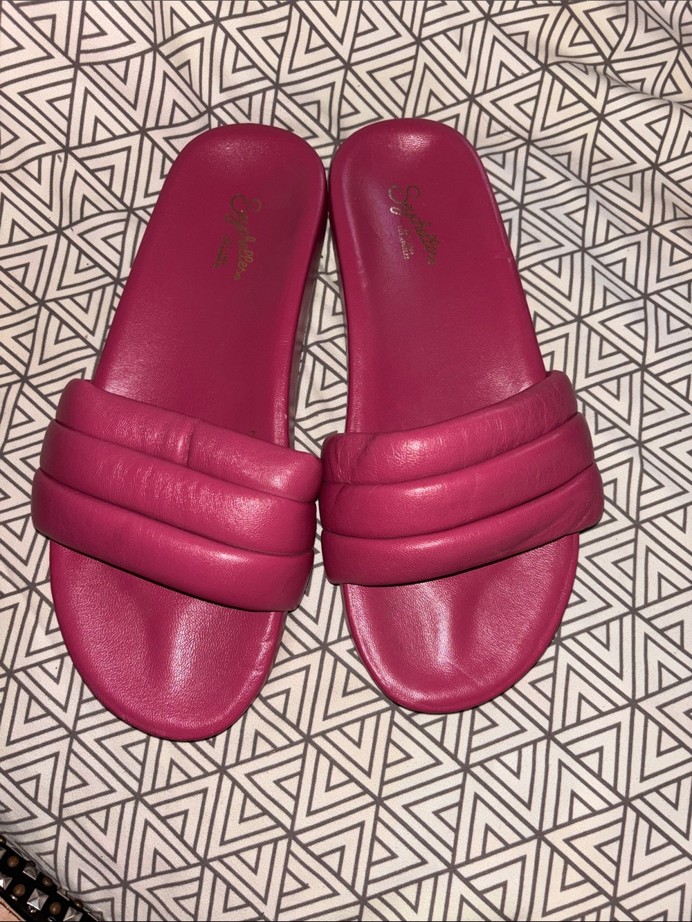 Seychelles Quilted Slide Sandals in Fuchsia